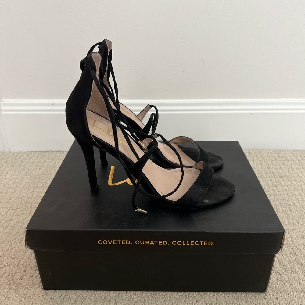 Lulus Lace Up Black Heels